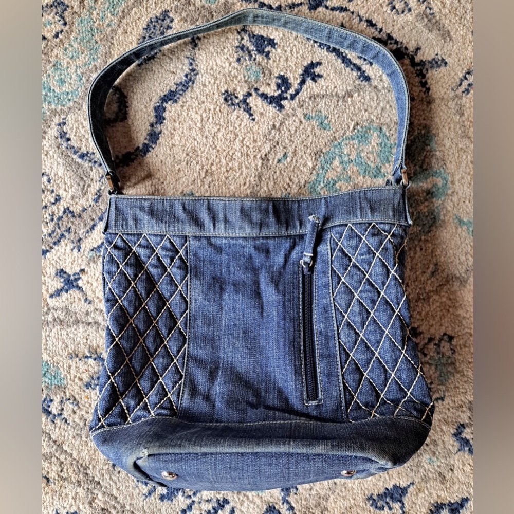 Vera Bradley Vintage Distressed Quilted Denim 
Tote